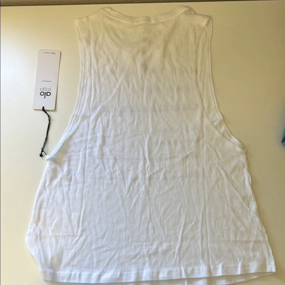 ALO Yoga White Sleeveless Graphic Top